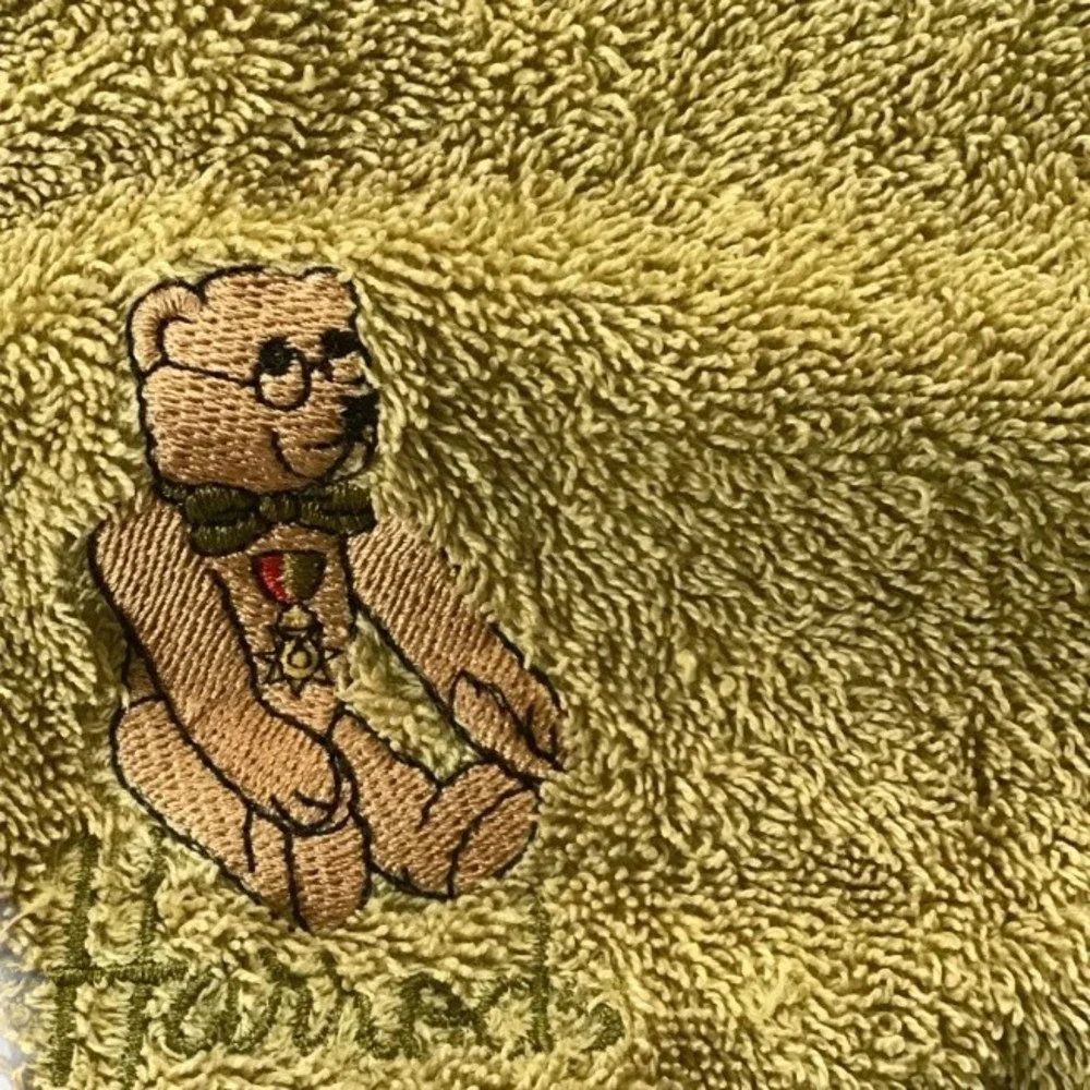 Harrods London Great Britain England Hand Towel Bear Bow Tie Metal Ochre Yellow
